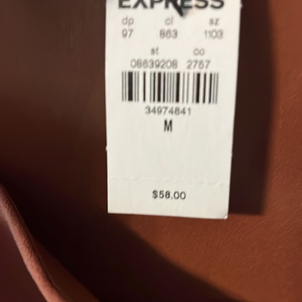 New! Express Square Neck Crop Top in Cognac Size Medium NWT - Picture 4 of 14